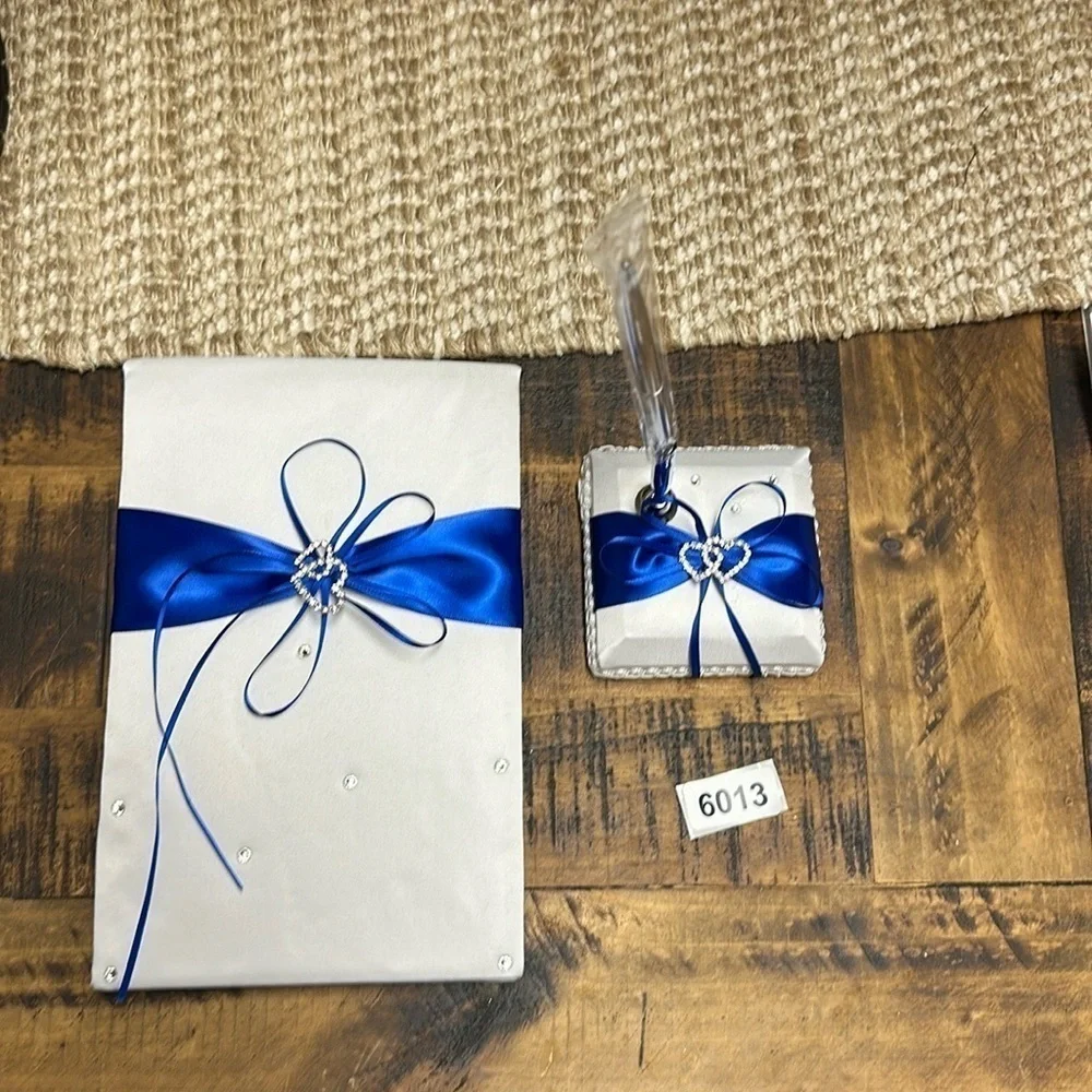 Wedding guest signature book with matching pen set new royal blue